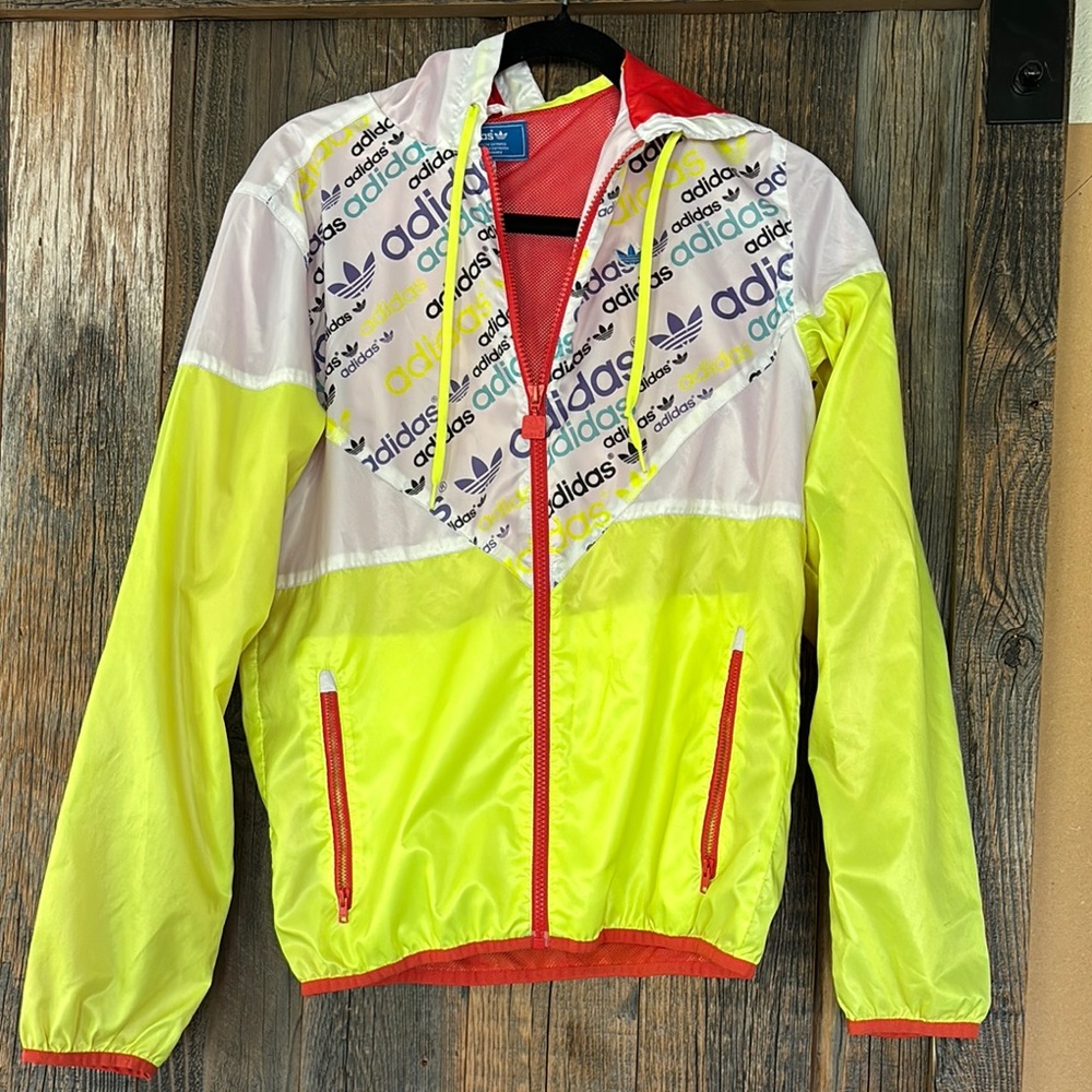Adidas Yellow and Red Raincoat Sporty Design